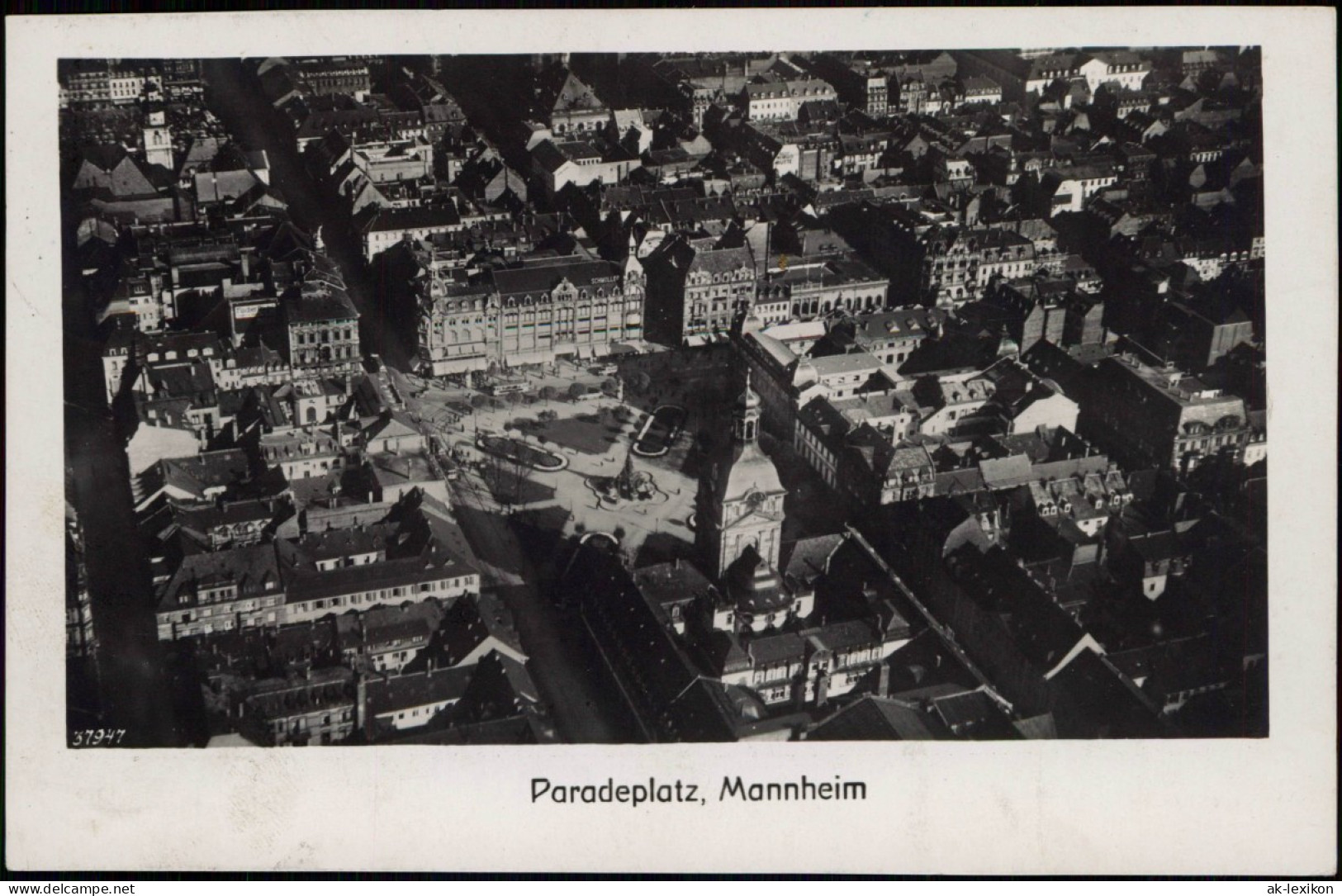 Ansichtskarte Mannheim Luftbild Union-Hotel, Paradeplatz 1929 - Mannheim