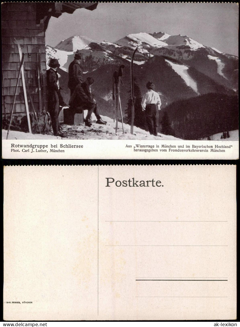 Schliersee Wintersport: Skifahrer Vor Der Baude Rotwandgruppe 1917 - Schliersee