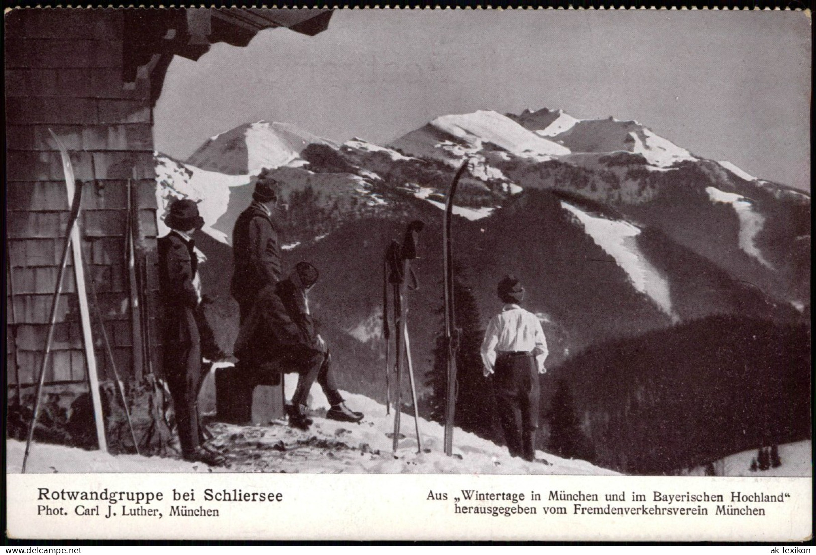 Schliersee Wintersport: Skifahrer Vor Der Baude Rotwandgruppe 1917 - Schliersee