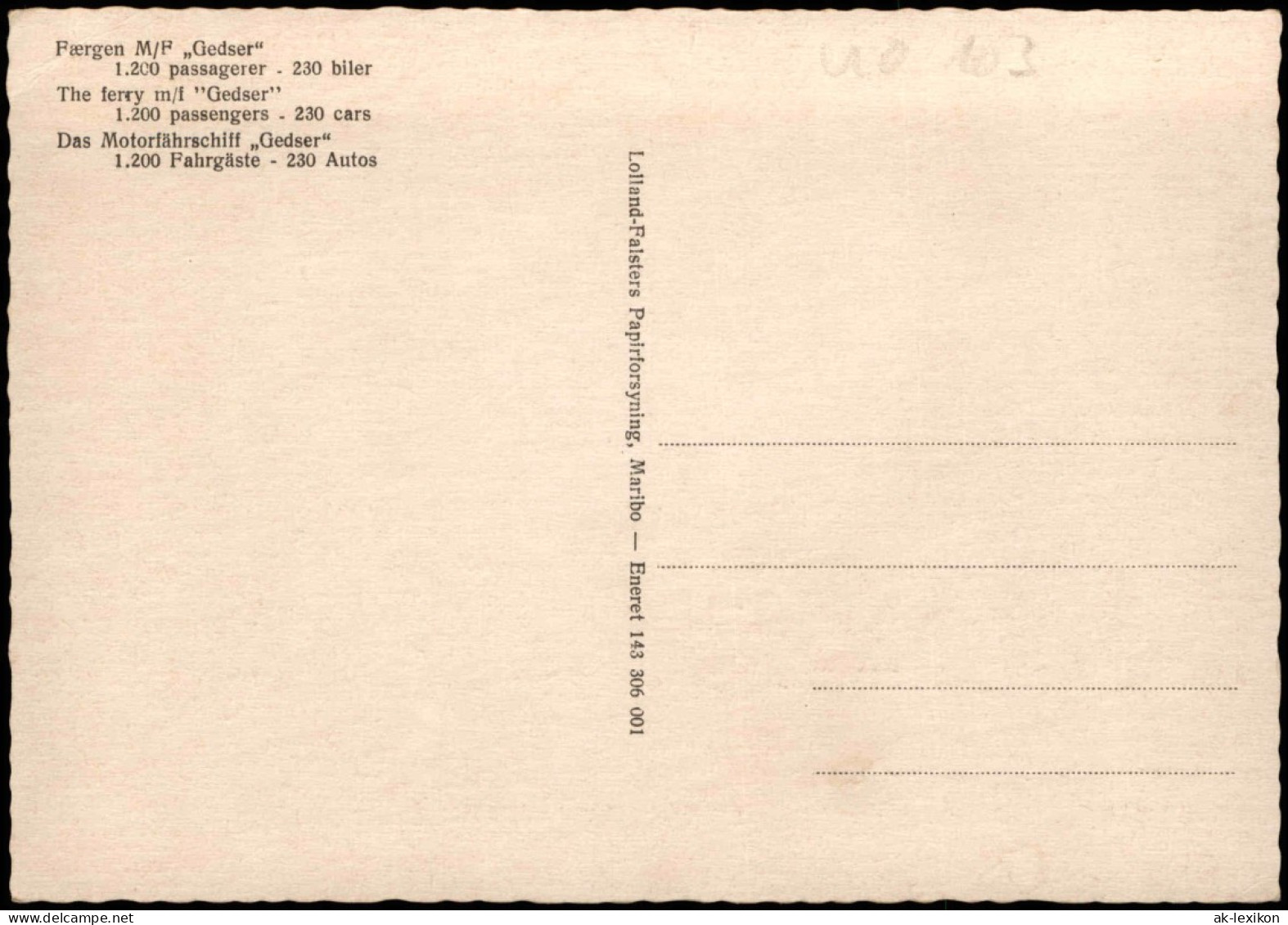 Ansichtskarte  Fahrgastschiffe Personenschiffahrt Færgen M/F ,,Gedser" 1978 - Transbordadores