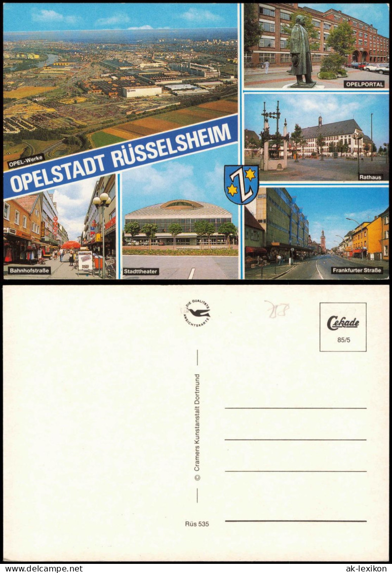 Ansichtskarte Rüsselsheim Luftbild Opelwerk, Opelportal 1985 - Rüsselsheim