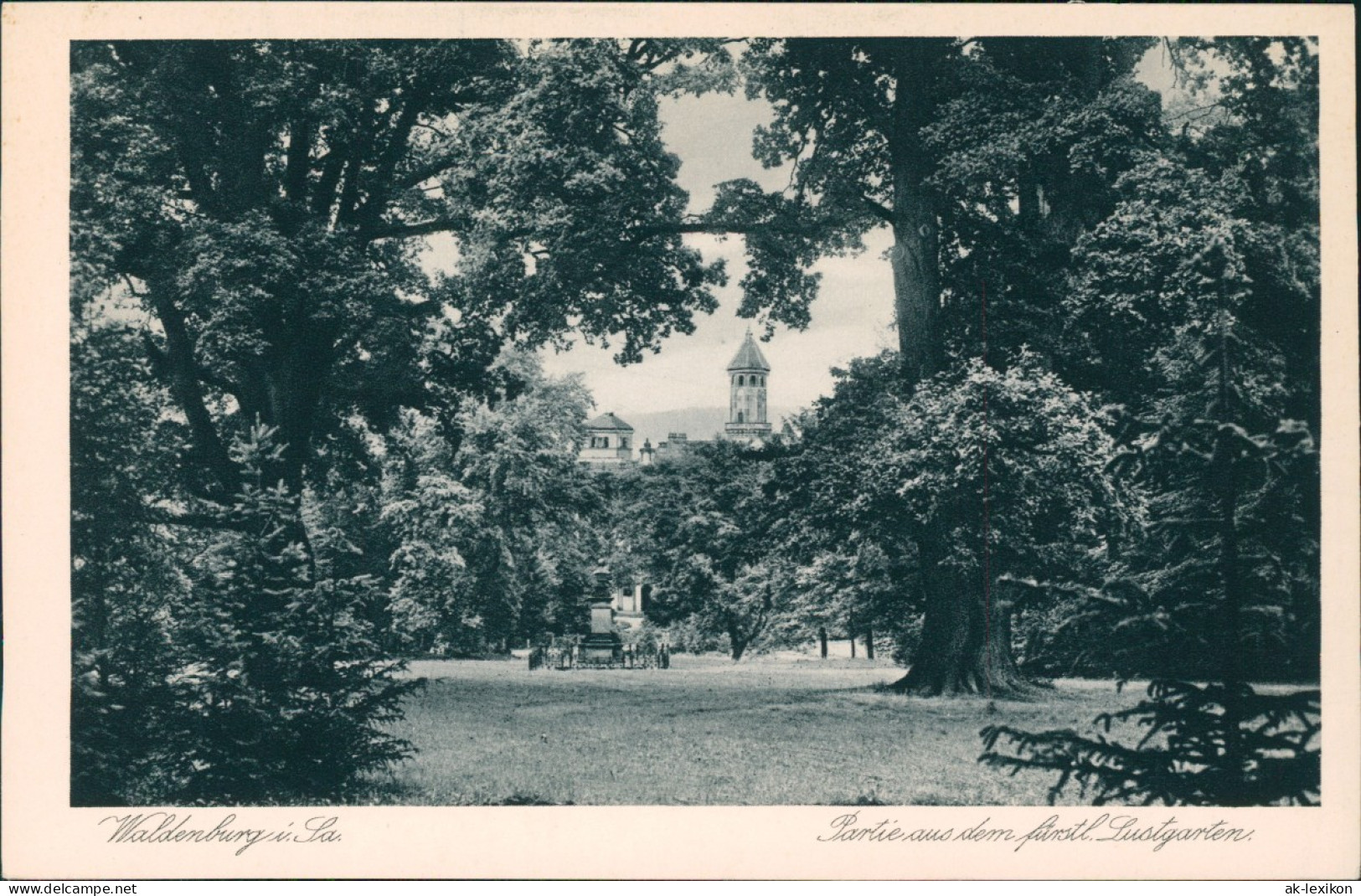 Ansichtskarte Waldenburg (Sachsen) Partie  Fürstlicher Lustgarten 1928 - Waldenburg (Sachsen)