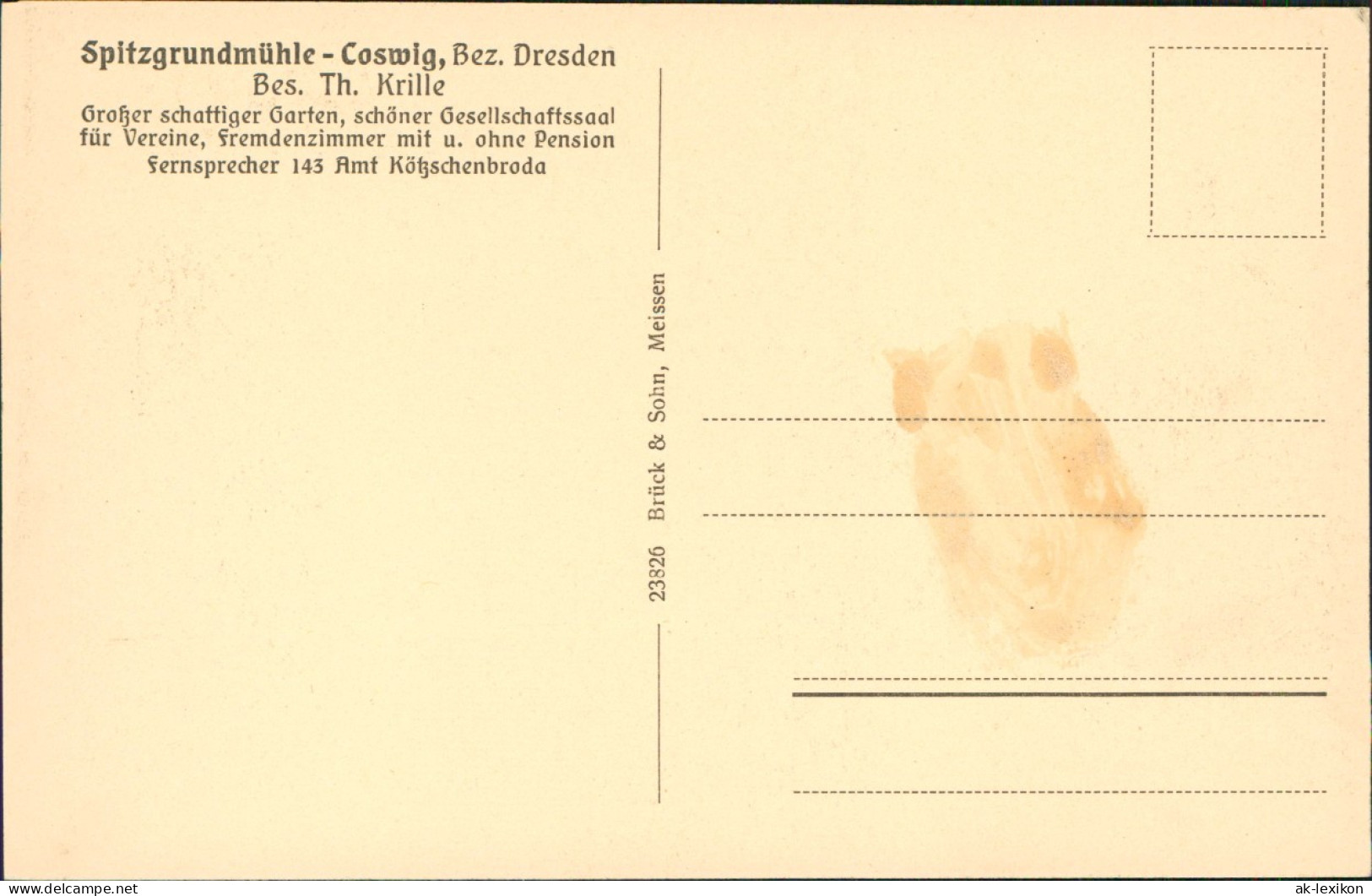 Ansichtskarte Coswig (Sachsen) Spitzgrundmühle 1928 - Coswig