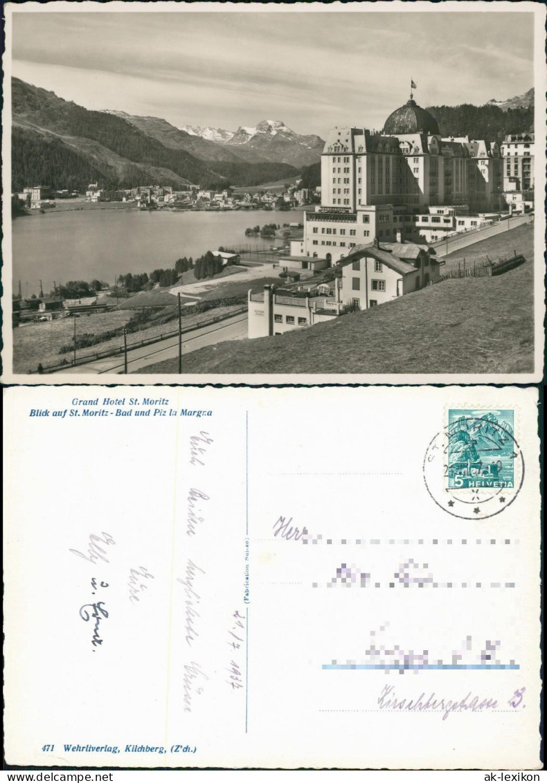 Ansichtskarte St. Moritz Bad Und Piz La Margra Grand Hotel St. Moritz 1937 - Autres & Non Classés