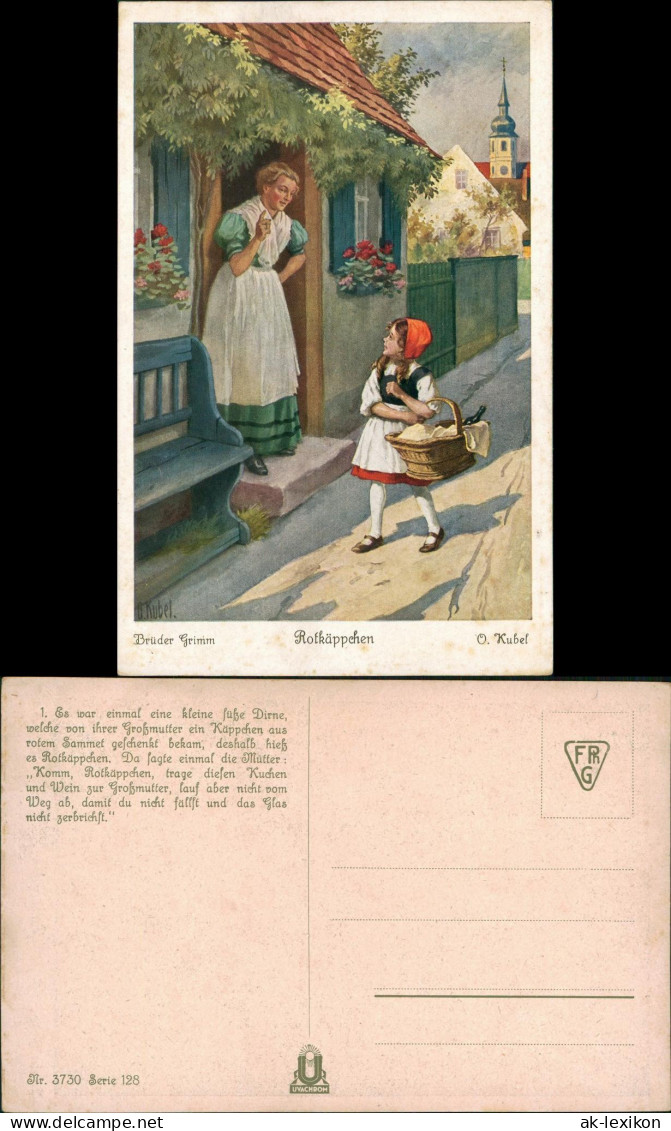 Ansichtskarte  Märchen Brüder Grimm Rotkäppchen Großmutter O. Kube 1918 - Vertellingen, Fabels & Legenden