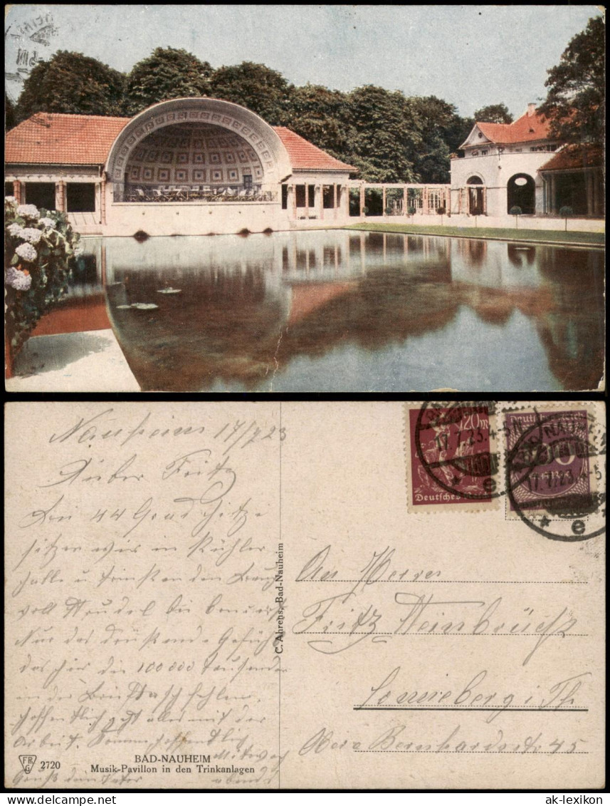 Ansichtskarte Bad Nauheim Musik-Pavillon Trinkanlagen 1923 Gel. Infla Frankatur - Bad Nauheim