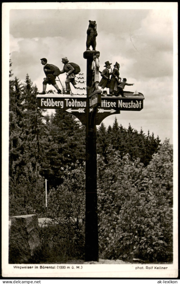 Bärental-Feldberg (Schwarzwald) Wegweiser Titisee Todtnau Geschnitzt 1942 - Feldberg