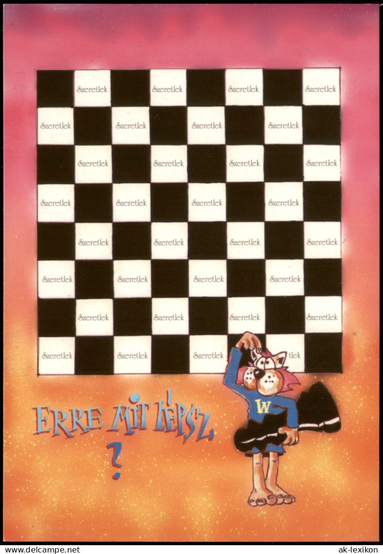 Schachbrett-Muster Motivkarte Aus Ungarn Thema Schach (Chess) 1990 - Zeitgenössisch (ab 1950)