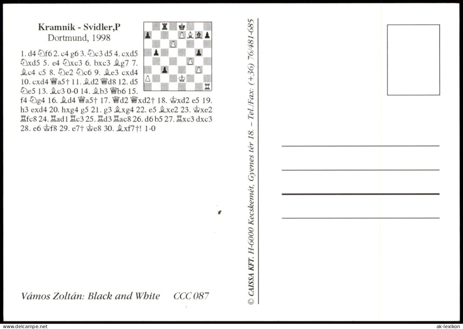 Ansichtskarte  Motivkarte Thema Schach (Chess) 2 Hunde Auf Schachbrett 1998 - Contemporary (from 1950)