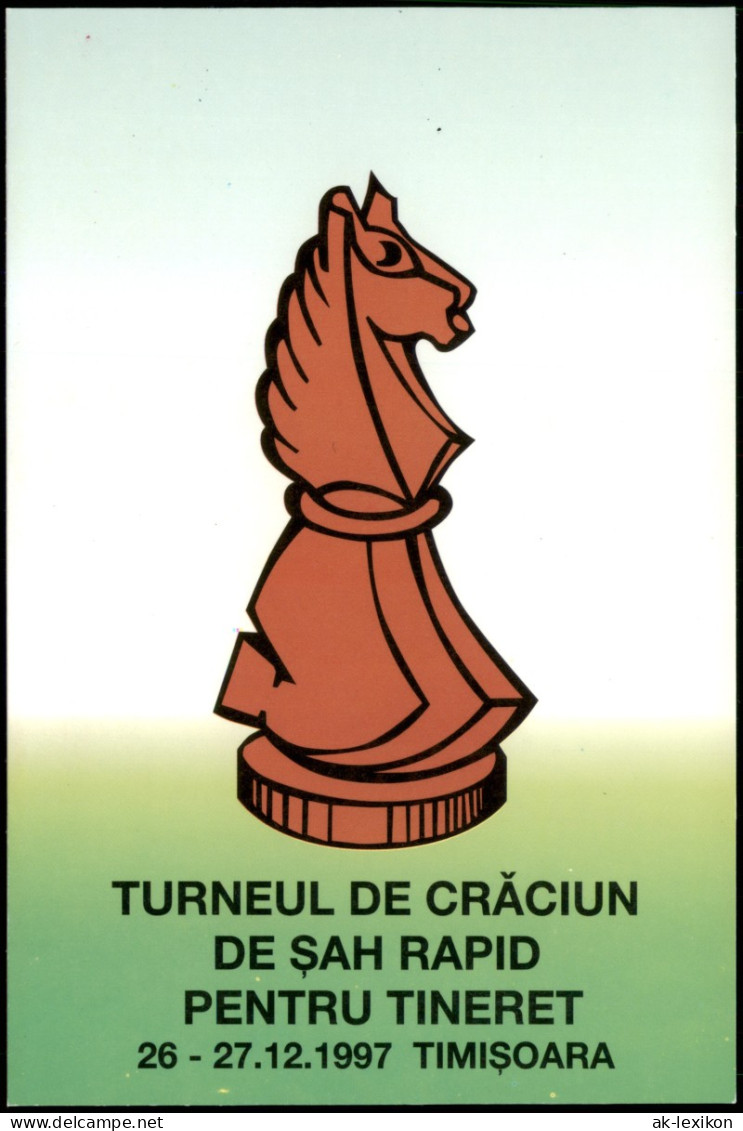 Ansichtskarte  TURNEUL DE CRĂCIUN, Schach-Motivkarte, Pferd Spielfigur 1997 - Zeitgenössisch (ab 1950)