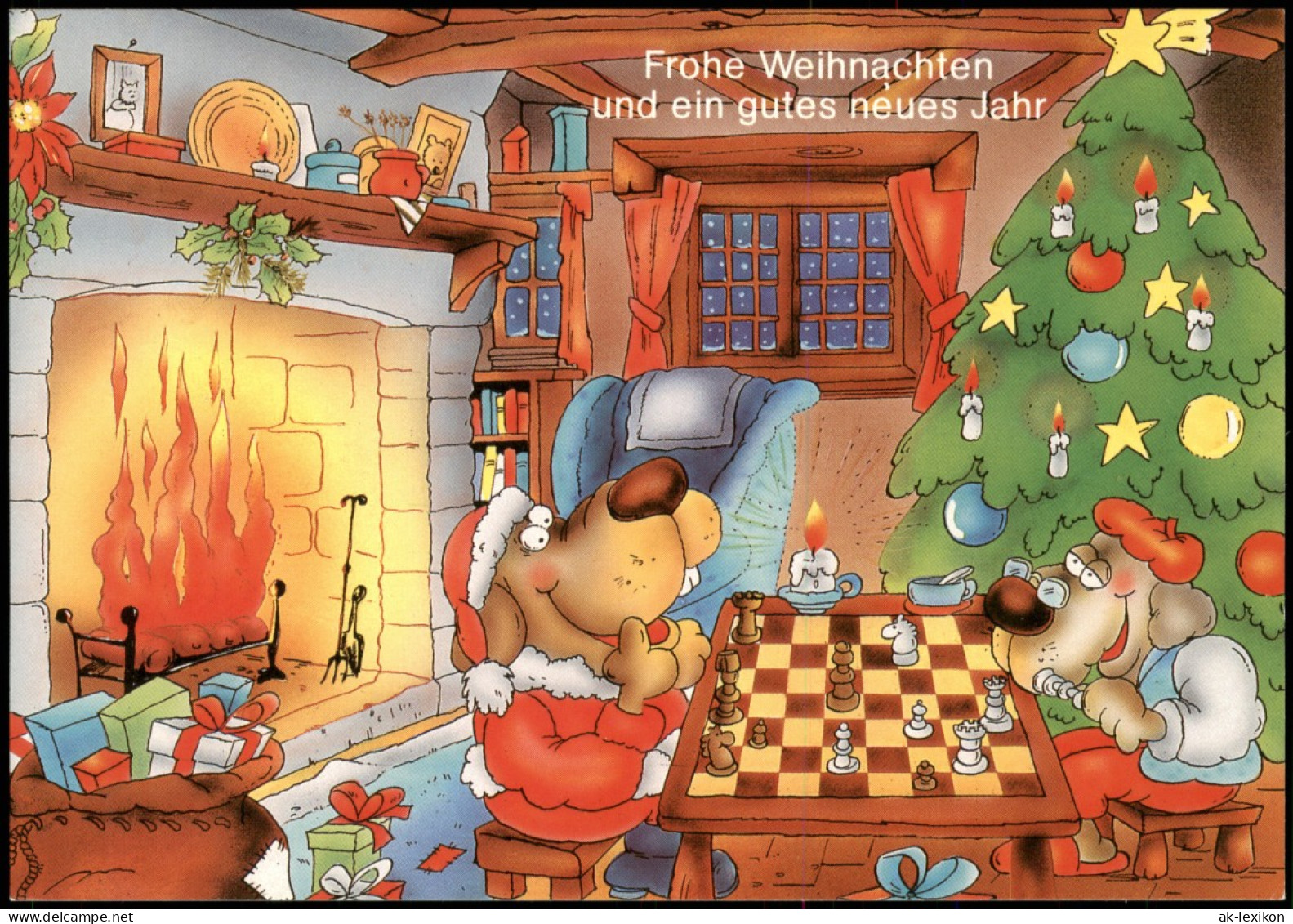 Motivkarte Thema Schach (Chess) Tiere Beim Schachspiel An Weihnachten 2000 - Contemporary (from 1950)