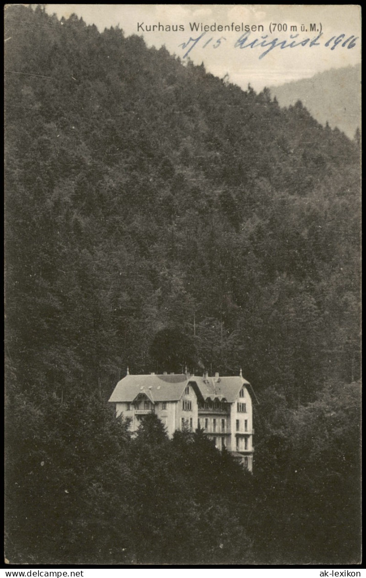 Ansichtskarte Bühlertal Kurhaus Wiedenfelsen (700 M ü. M.) 1916 - Buehlertal