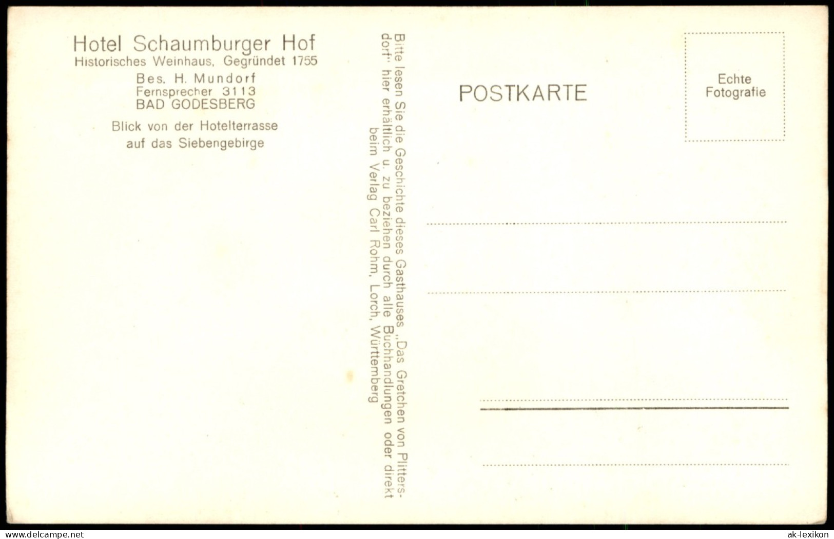 Ansichtskarte Bad Godesberg-Bonn Hotel Schaumburger Hof, Rheindampfer 1953 - Bonn