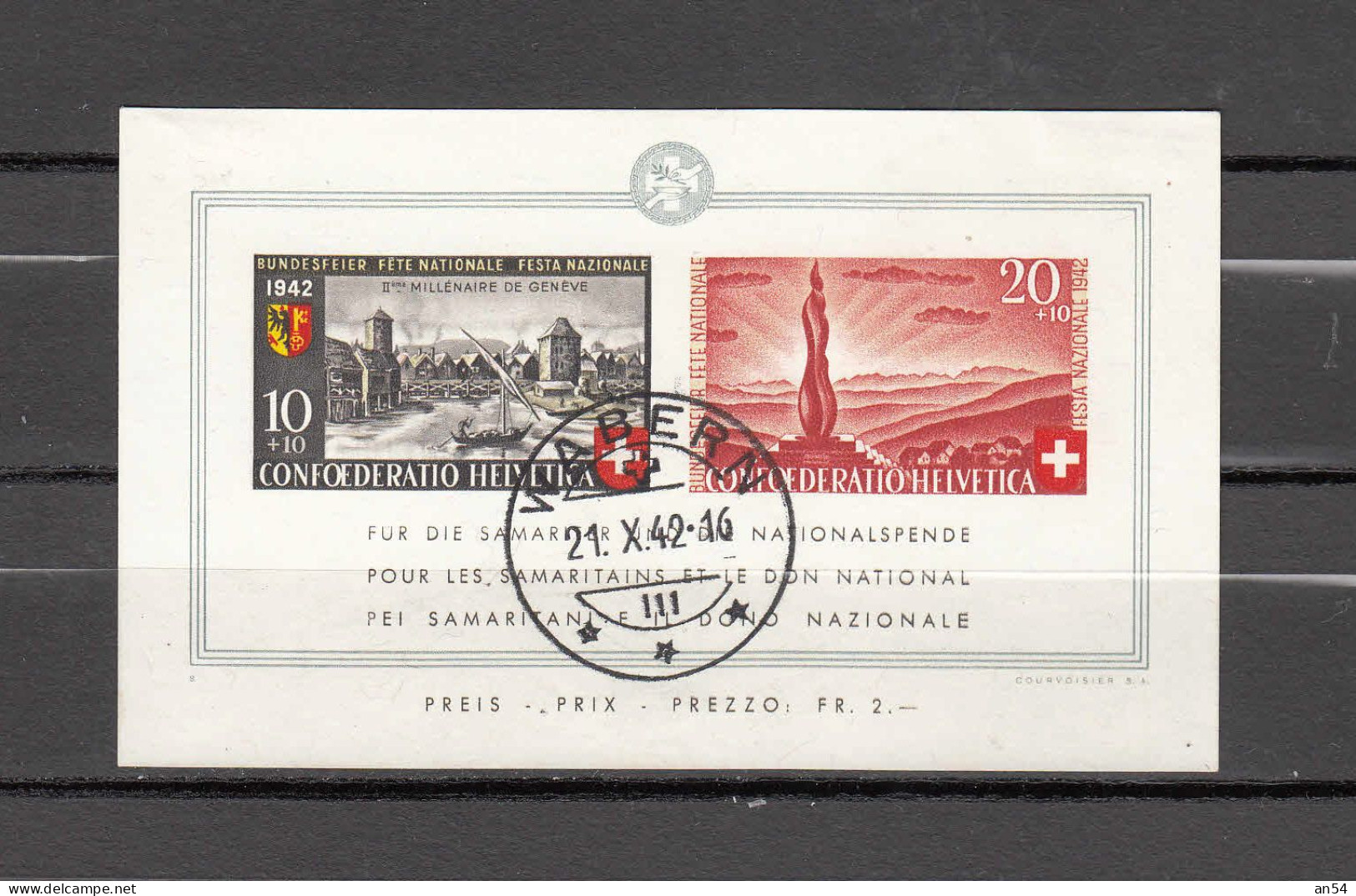 1938 PP BLOC  N° 19  OBLITERE  COTE 300.00€          CATALOGUE SBK - Used Stamps