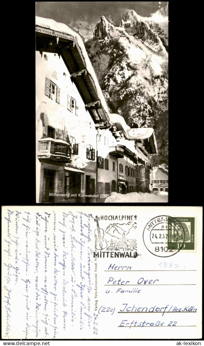 Ansichtskarte Mittenwald Straße Im Winter Weinhandlung 1962 - Mittenwald