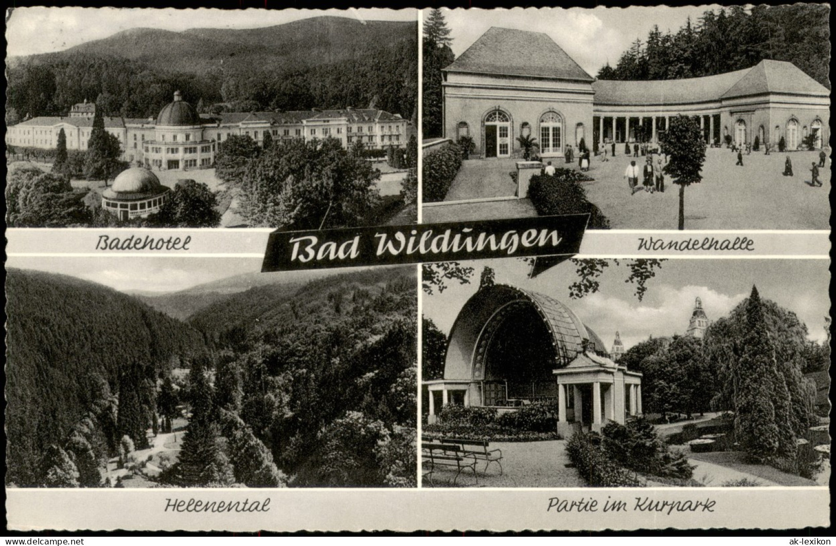 Ansichtskarte Bad Wildungen Badehotel, Wandelhalle, Konzertmuschel 1959 - Bad Wildungen