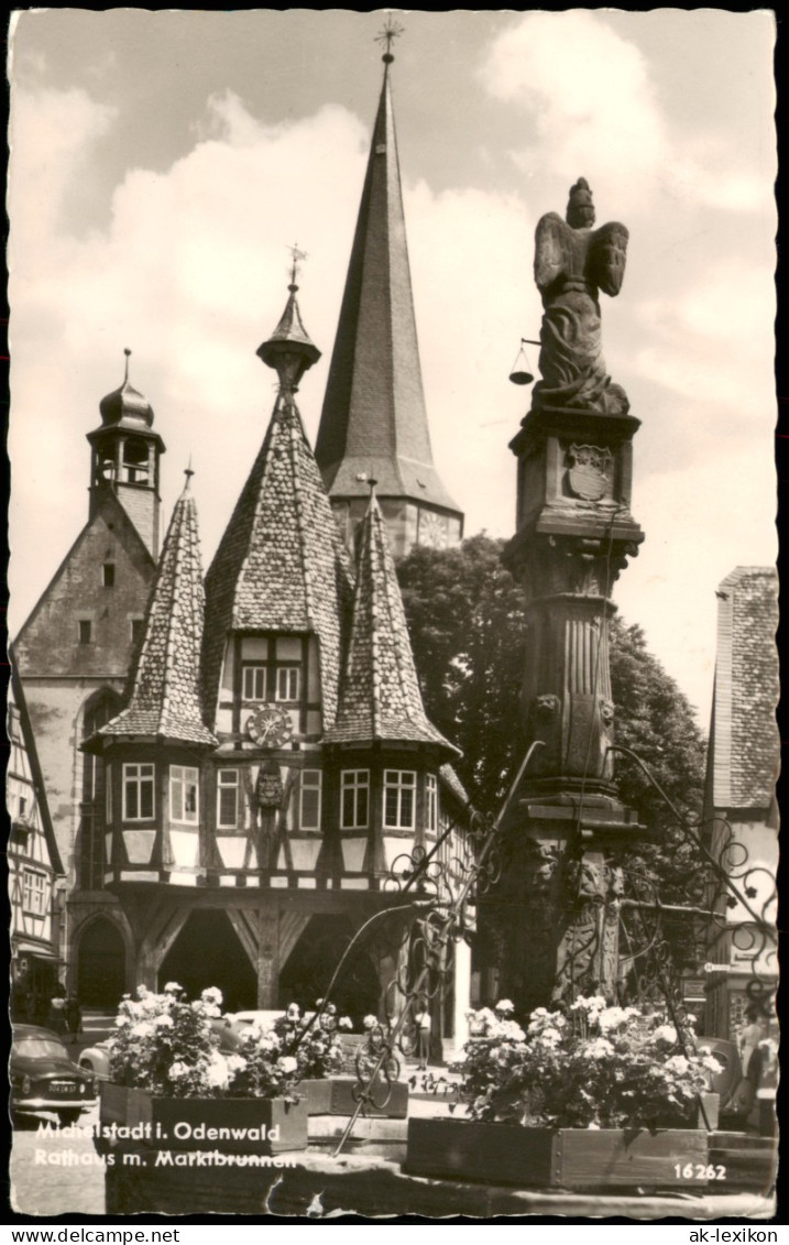 Ansichtskarte Michelstadt Rathaus Und Marktbrunnen 1958 - Michelstadt