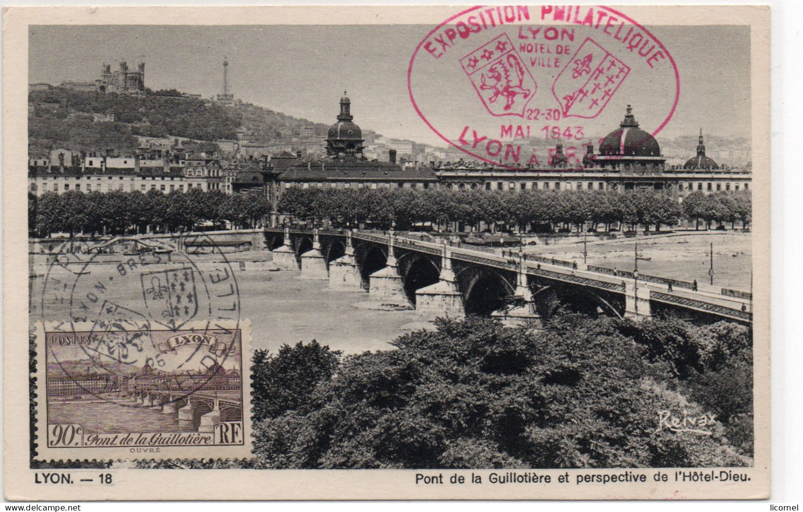 Carte Maxi  1943 LYON - 1940-1949