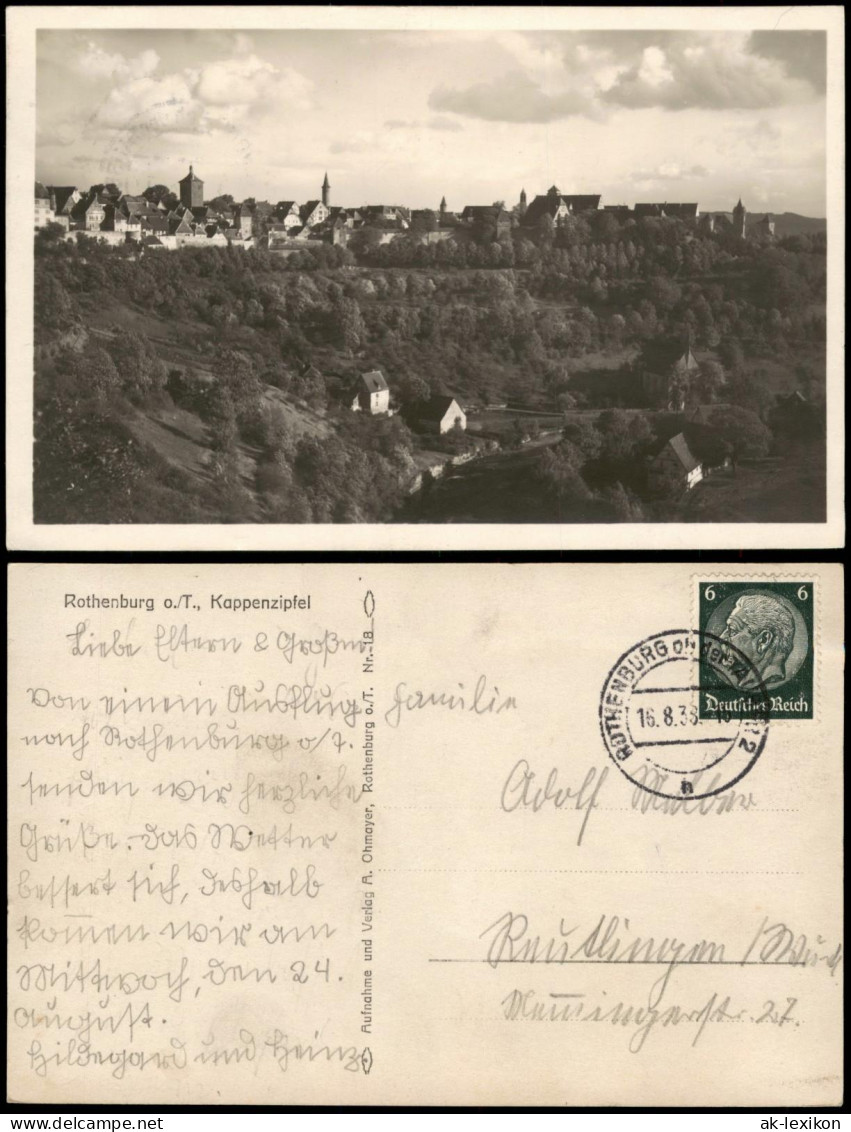 Ansichtskarte Rothenburg Ob Der Tauber Kappenzipfel Panorama-Ansicht 1938 - Rothenburg O. D. Tauber