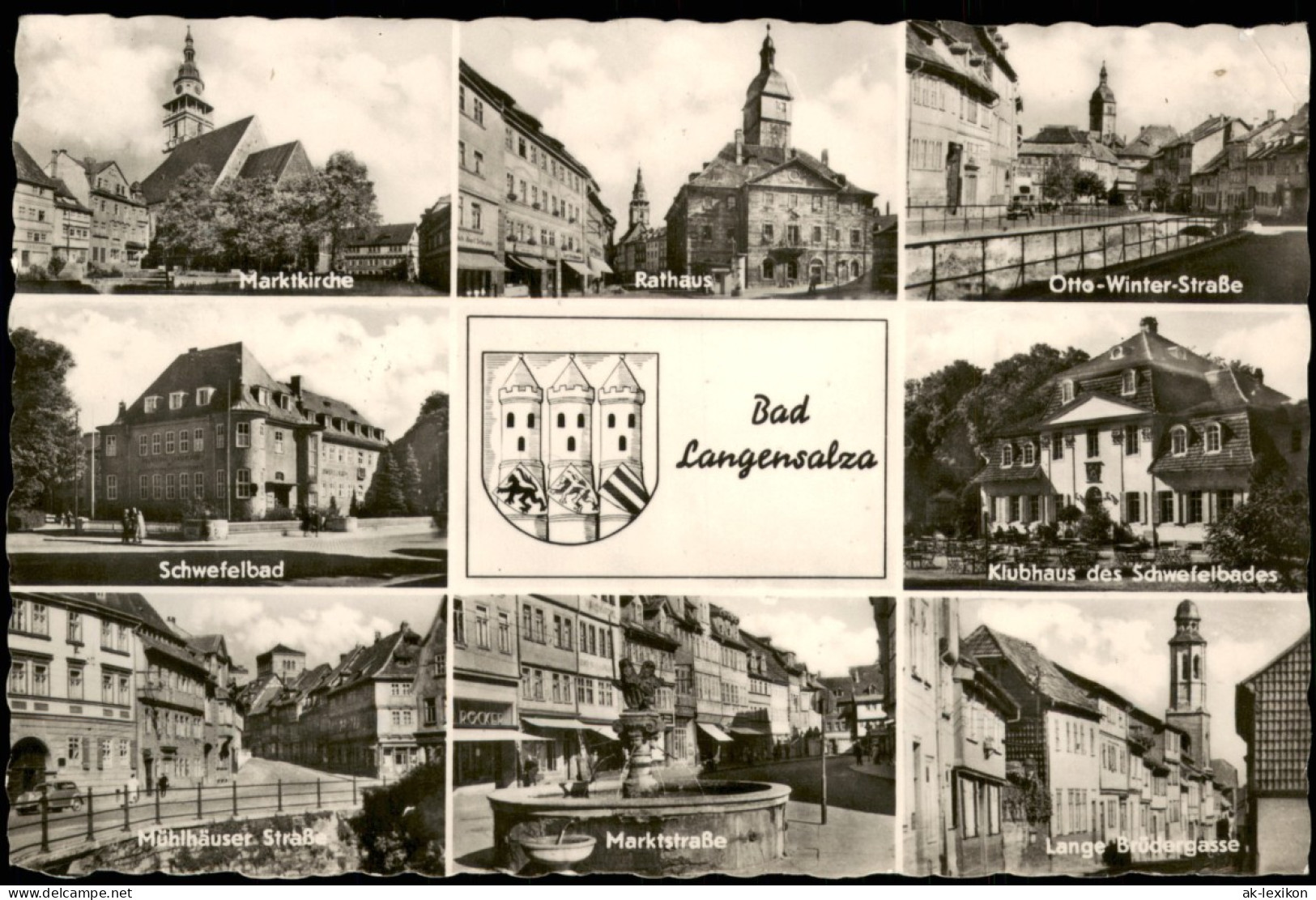 Ansichtskarte Bad Langensalza Marktkirche, Marktstraße, Brückgasse 1958 - Bad Langensalza