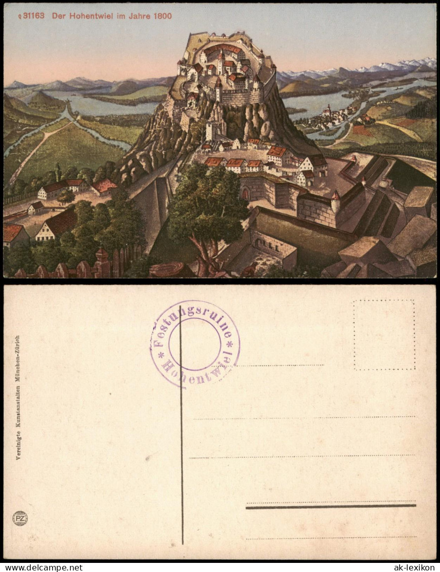 Singen (Hohentwiel) Burgruine Festung Hohentwiel, Künstlerkarte 1910 - Singen A. Hohentwiel