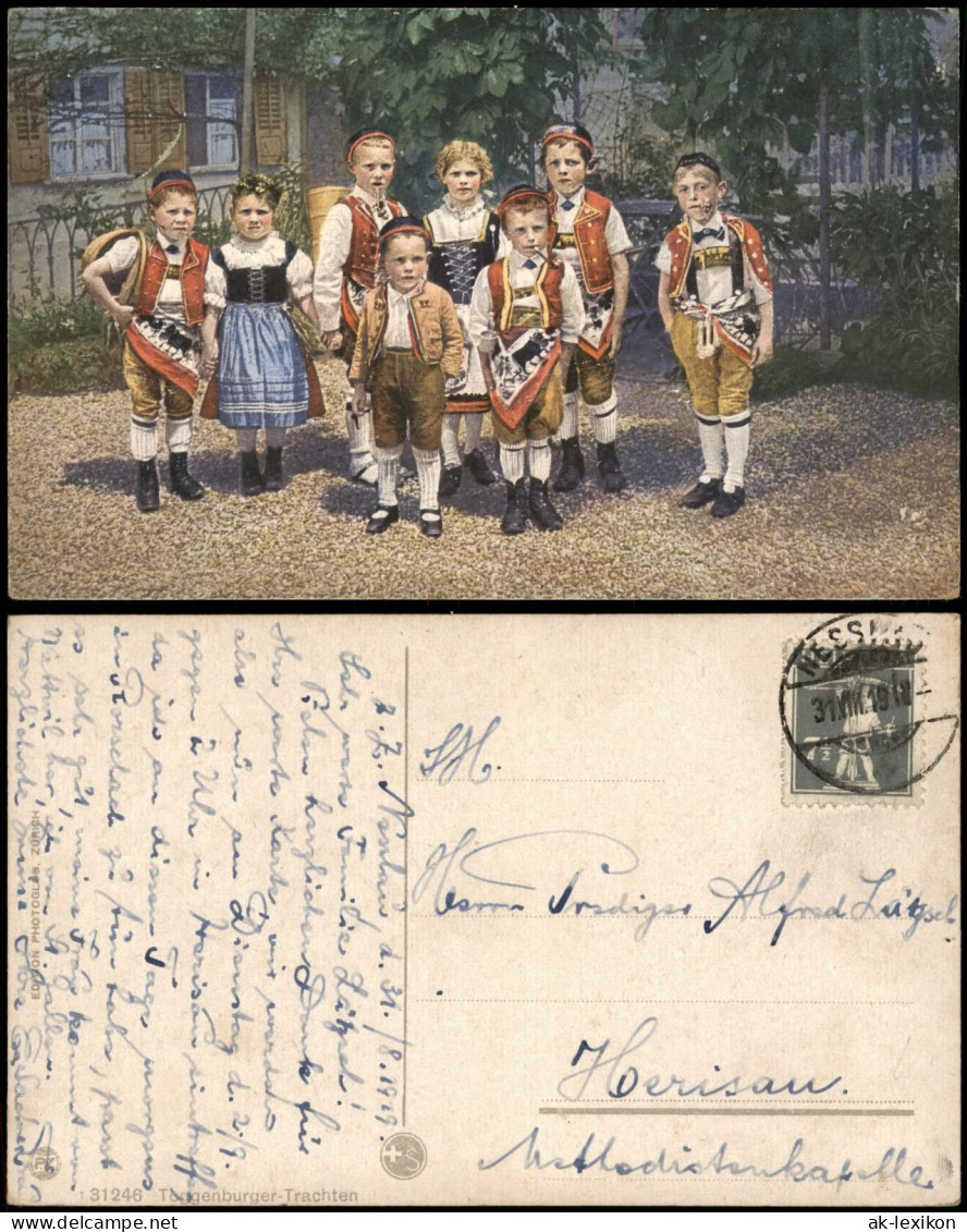 Ansichtskarte Toggenburg-Wildhaus SG Taugenburger-Trachten Kindergruppe 1919 - Sonstige & Ohne Zuordnung