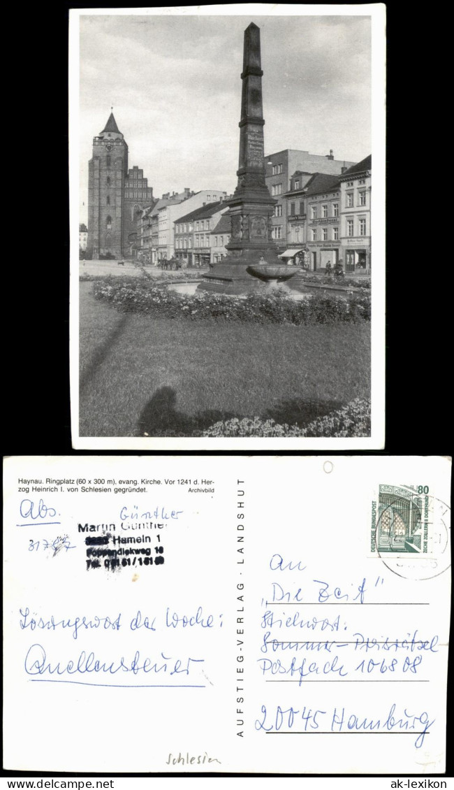 Postcard Haynau Chojnów Ringplatz, Evang. Kirche 1987 - Schlesien