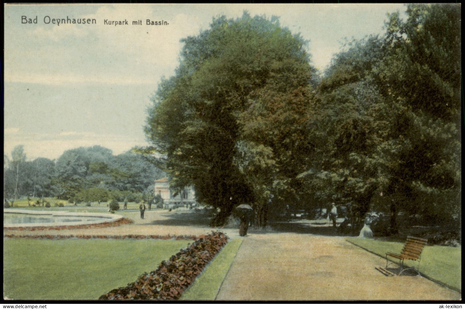 Ansichtskarte Bad Oeynhausen Kurpark Mit Bassin 1910 - Bad Oeynhausen