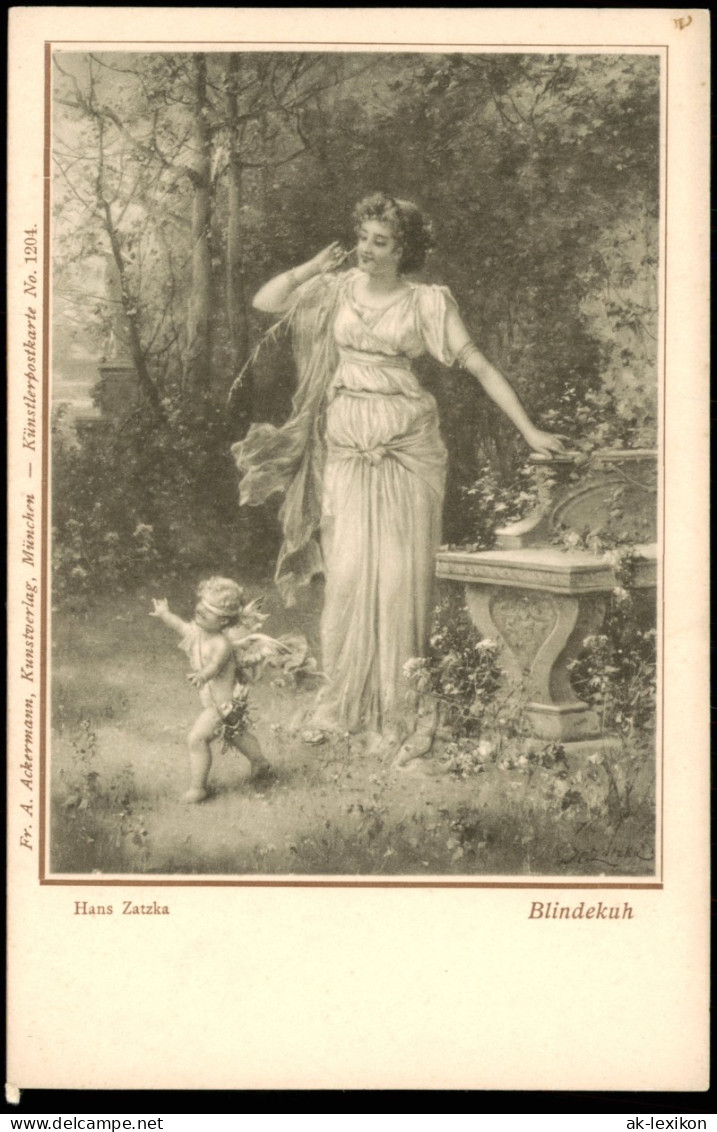Ansichtskarte  Frau Und Engel Barockgarten - Gemälde Künstlerkarte 1912 - Pittura & Quadri