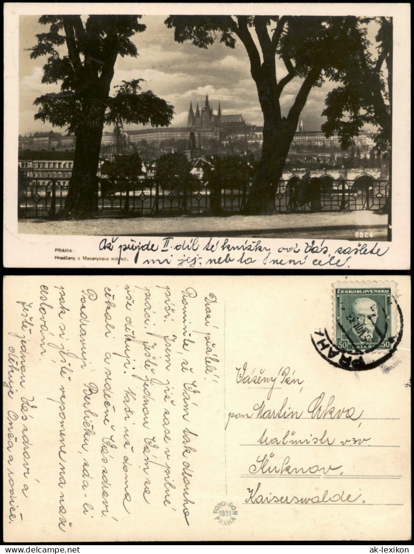 Postcard Prag Praha Panorama-Ansicht Blick Zur Burg Hradčany 1931 - Tchéquie