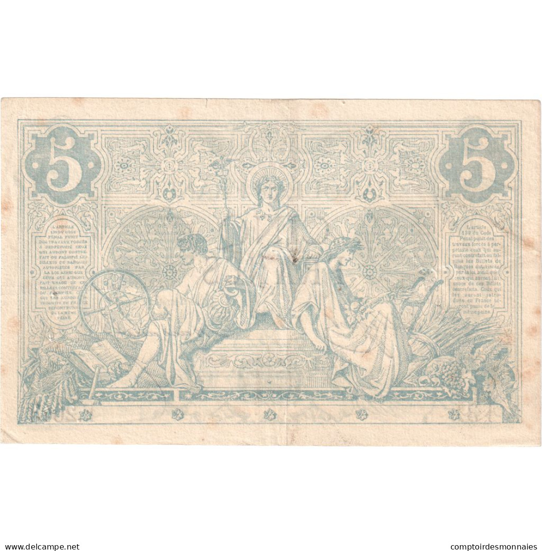 France, 5 Francs, Noir, U.1779, F.2643, TTB - 5 F 1871-1874 ''Noir''