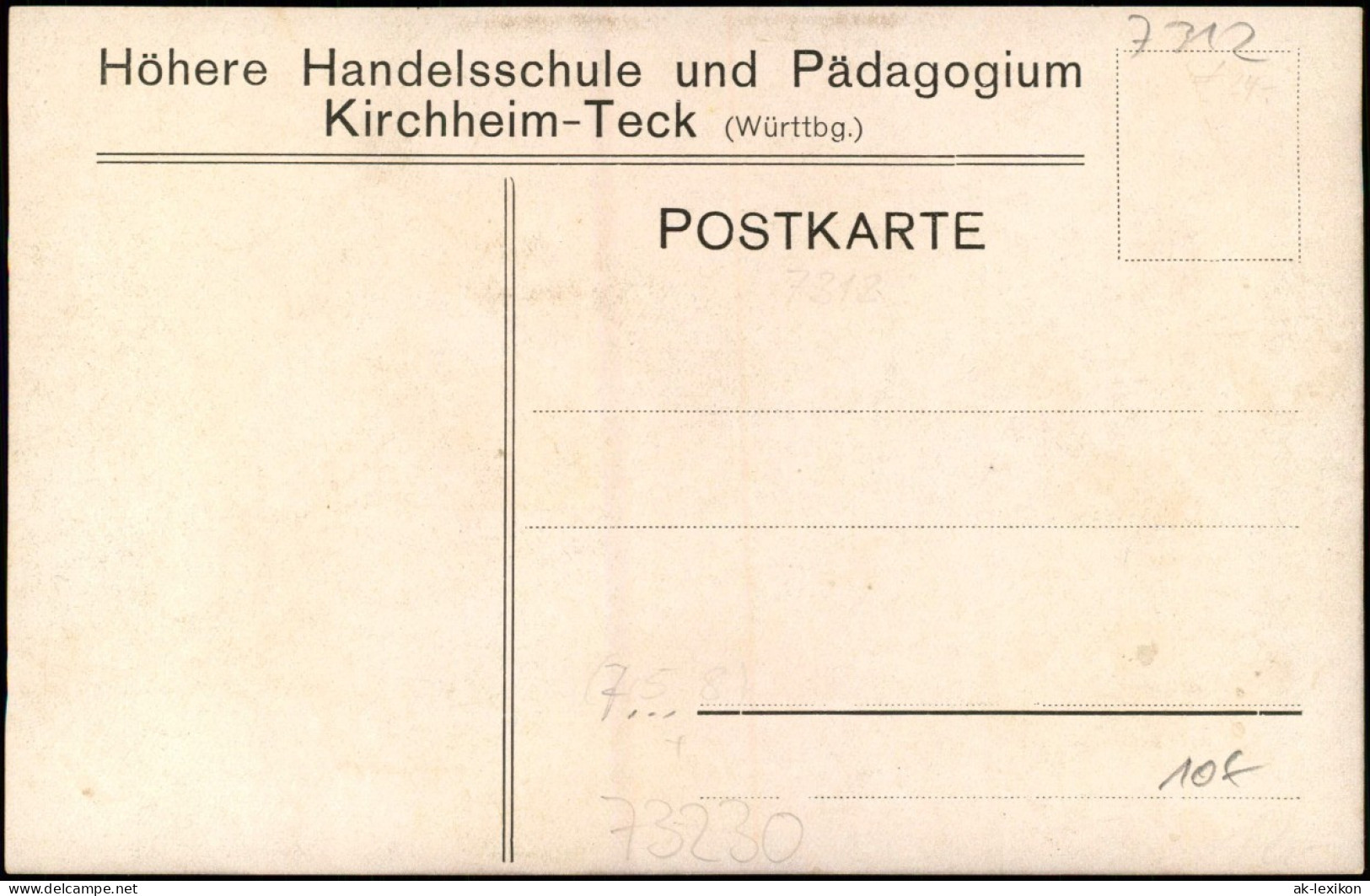 Ansichtskarte Kirchheim Unter Teck Höhere Handelsschule Und Pädagogium 1912 - Kirchheim