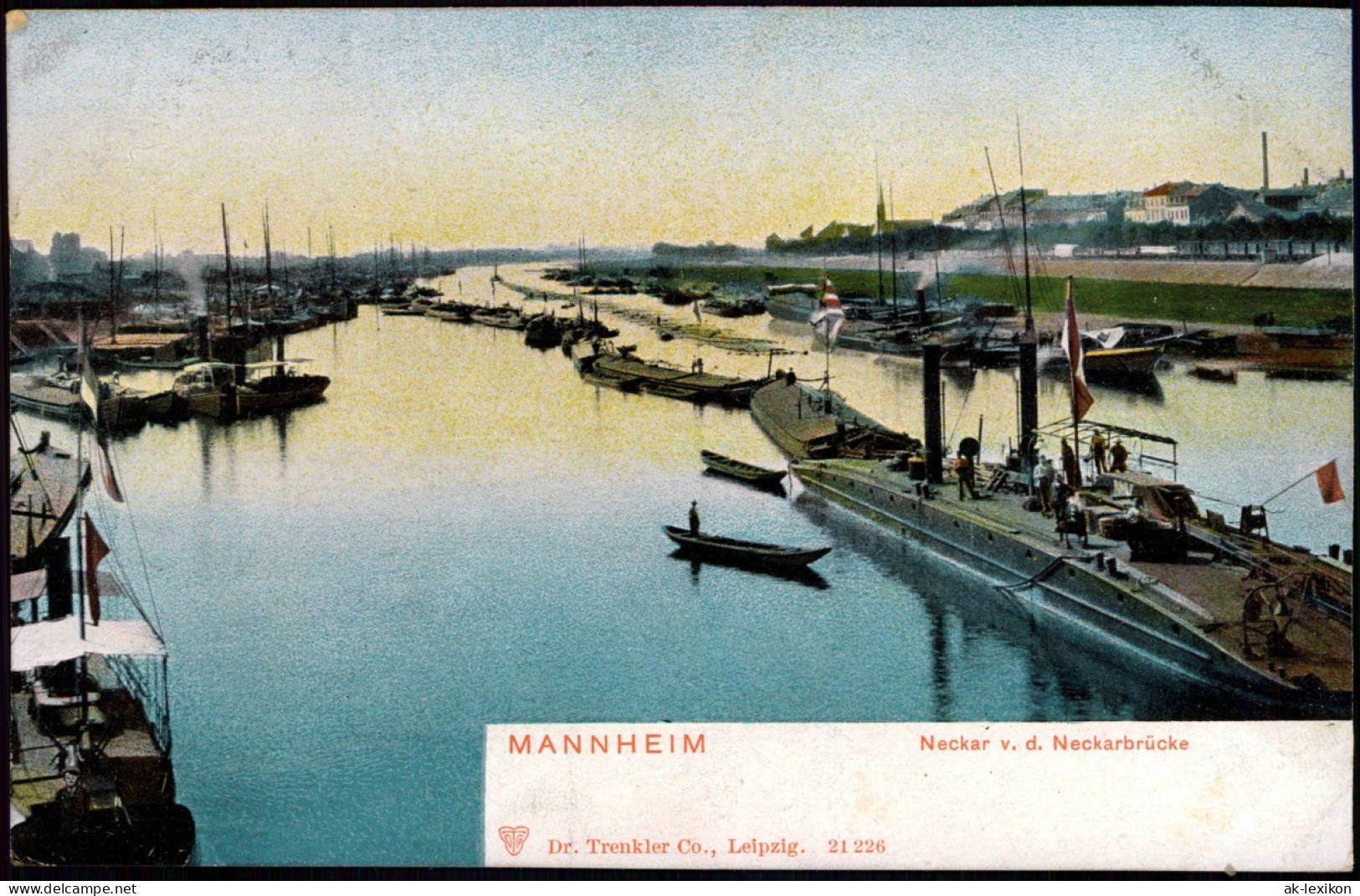 Ansichtskarte Mannheim Neckar V. D. Neckarbrücke, Dampfer Steamer 1906 - Mannheim