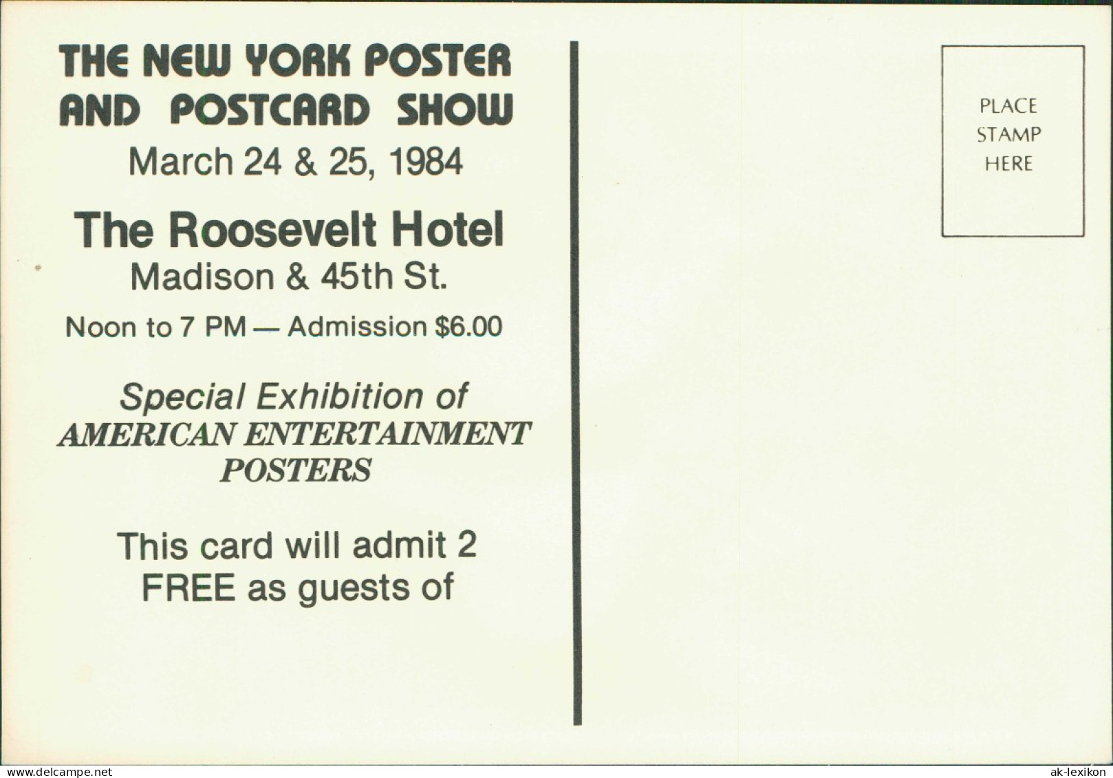 Ausstellung/ Exposition THE NEW YORK POSTER AND POSTCARD SHOW 1984 - Non Classificati