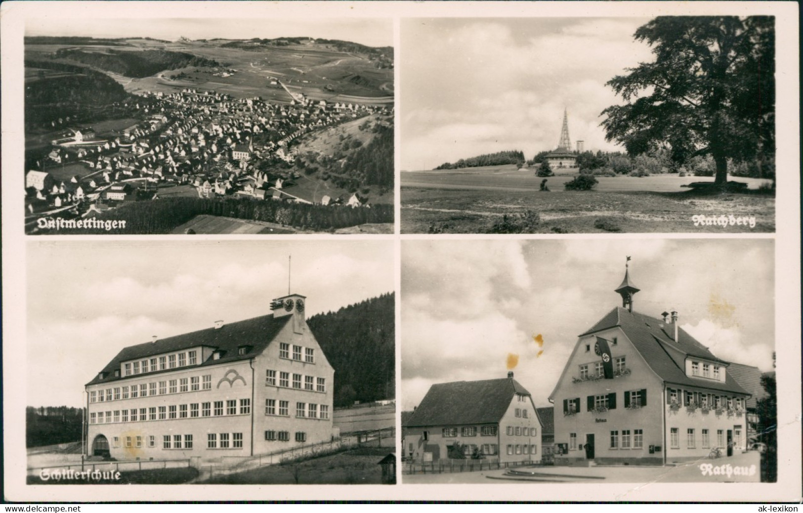 Onstmettingen-Albstadt 4 Bild: Rathaus, Schillerschule. Raichberg 1942 - Albstadt