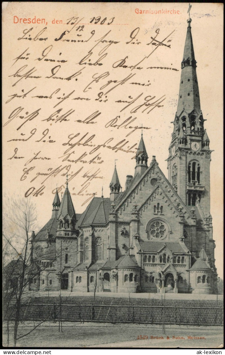 Ansichtskarte Albertstadt-Dresden Garnisionskirche 1903 - Dresden