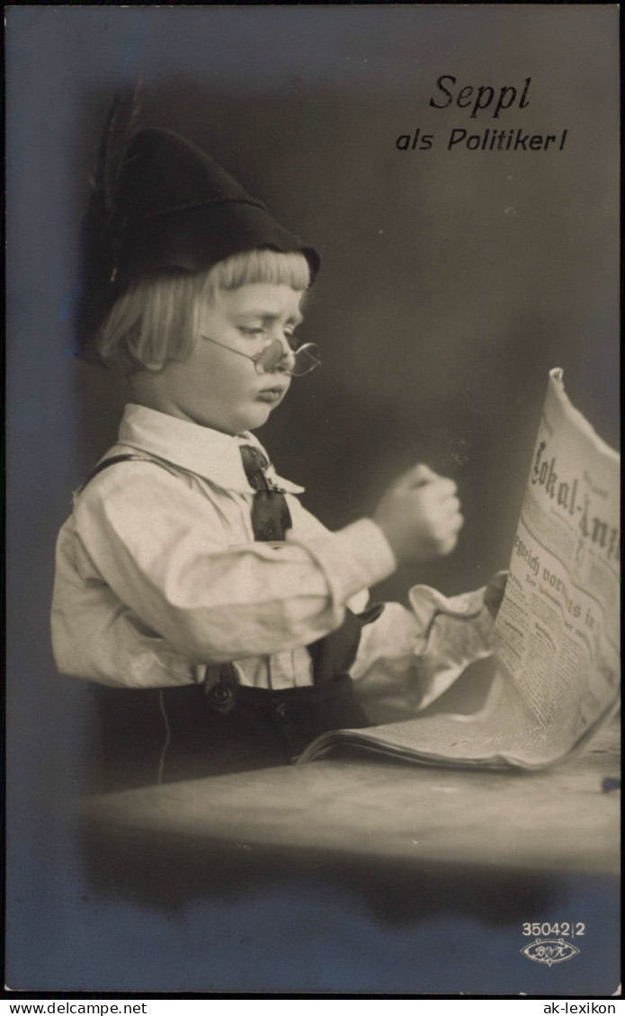 Ansichtskarte  Junge: Seppl Als Politiker! Klein Als Groß - Fotokunst 1910 - Portraits