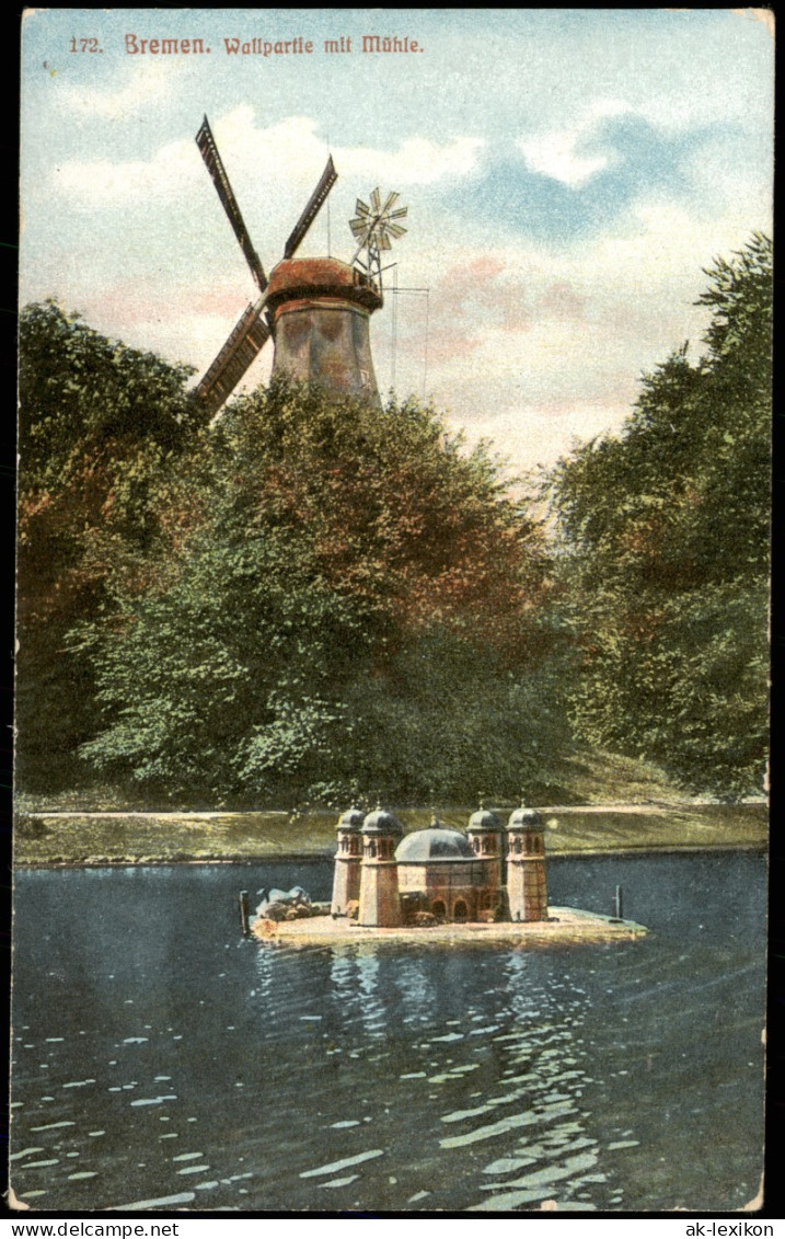 Ansichtskarte Bremen Wallpartie Mit Mühle 1913 - Bremen