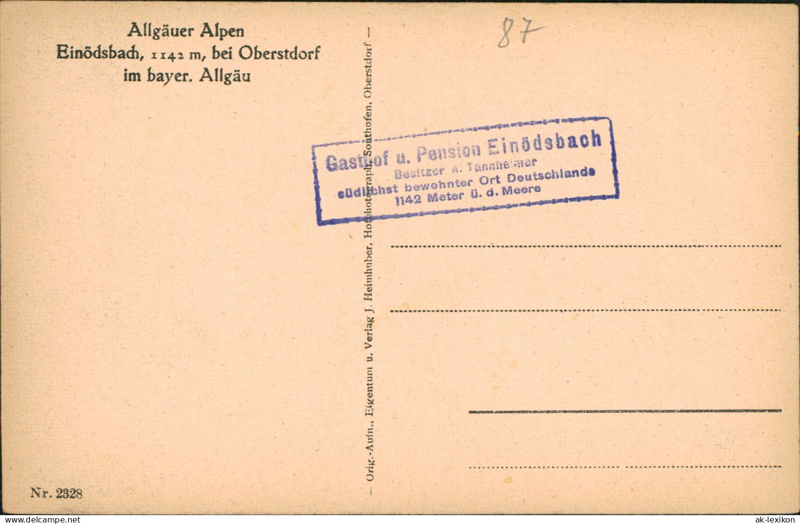 Ansichtskarte Einödsbach-Oberstdorf (Allgäu) Stadtpartie 1928 - Oberstdorf