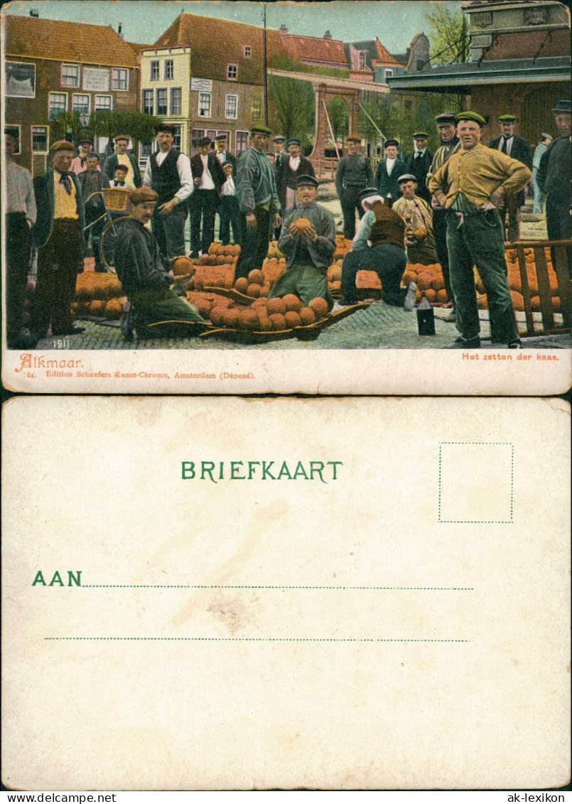 Postkaart Alkmaar Het Zetten Der Kaas. - Marktszene 1910 - Alkmaar