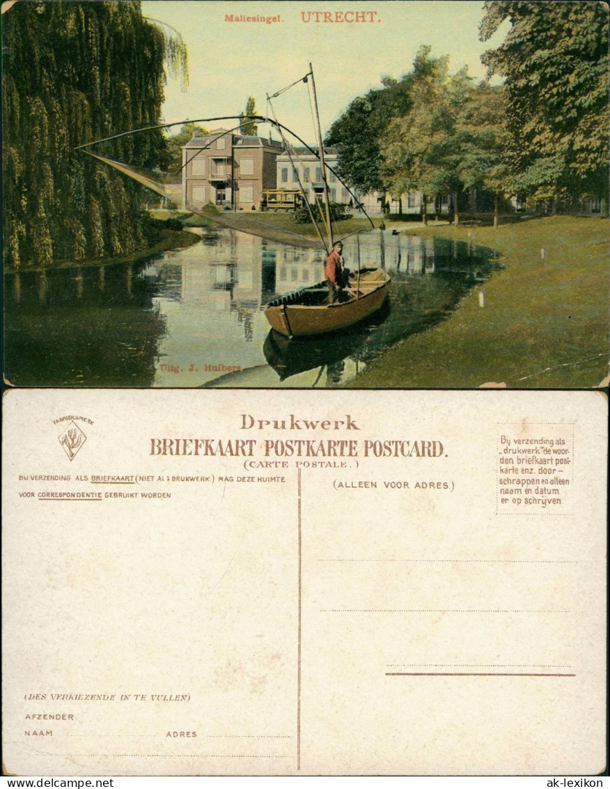 Postkaart Utrecht Utrecht Miliensingel - Fischer Auf Boot 1913 - Utrecht