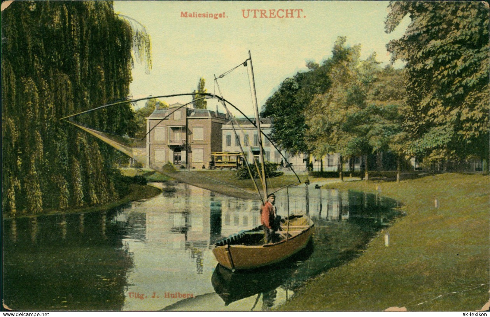 Postkaart Utrecht Utrecht Miliensingel - Fischer Auf Boot 1913 - Utrecht