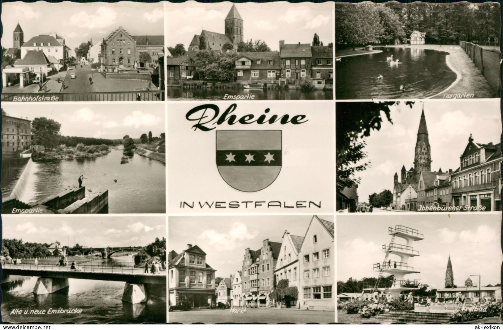 Ansichtskarte Rheine MB: Emspartie, Ibbenbürer Straße U.a. 671967 - Rheine