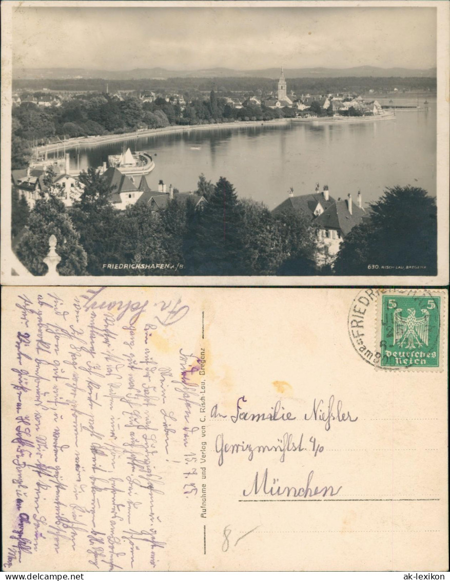 Ansichtskarte Friedrichshafen Stadt, Hafen - Gebirge 1925 - Friedrichshafen