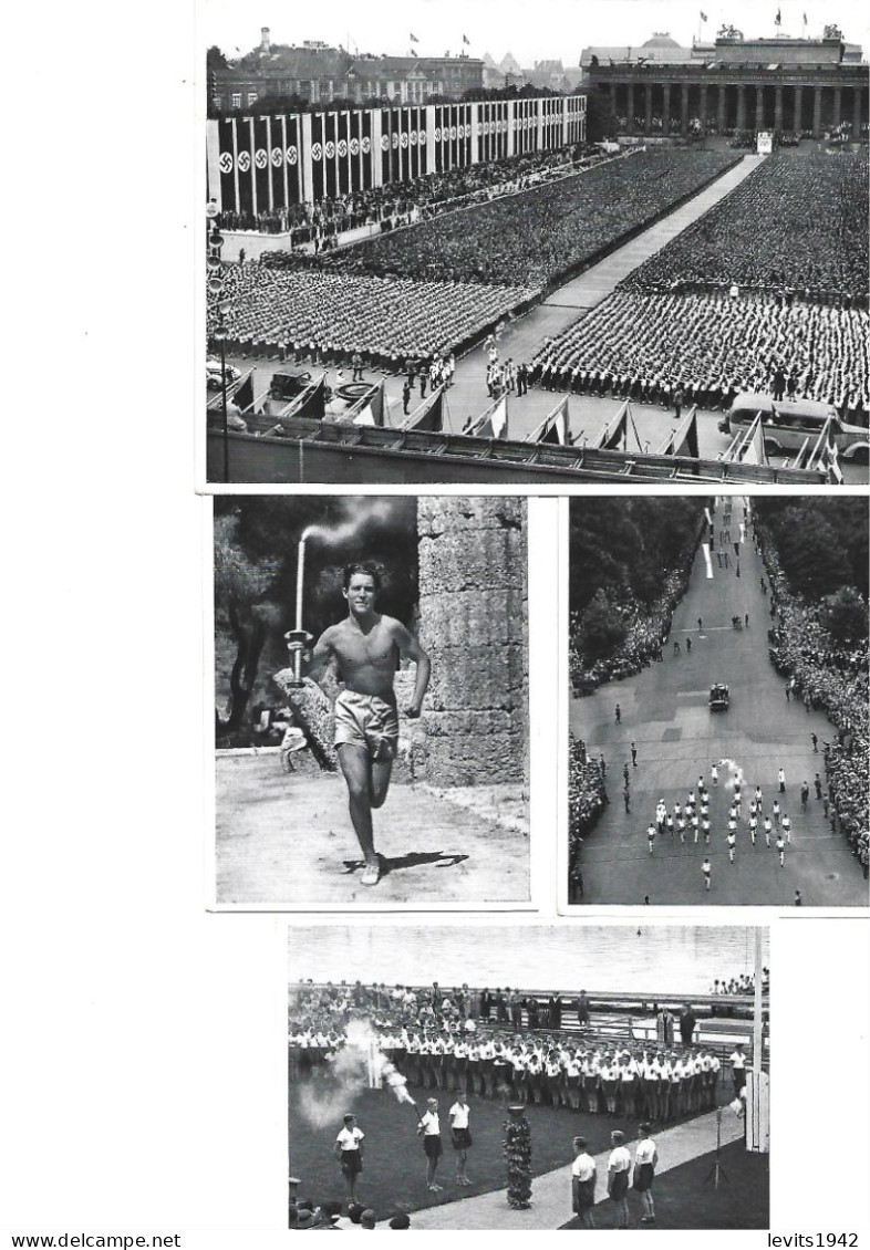 FLAMME OLYMPIQUE - JEUX OLYMPIQUES 1936 - 4 VIGNETTES - - Verano 1936: Berlin