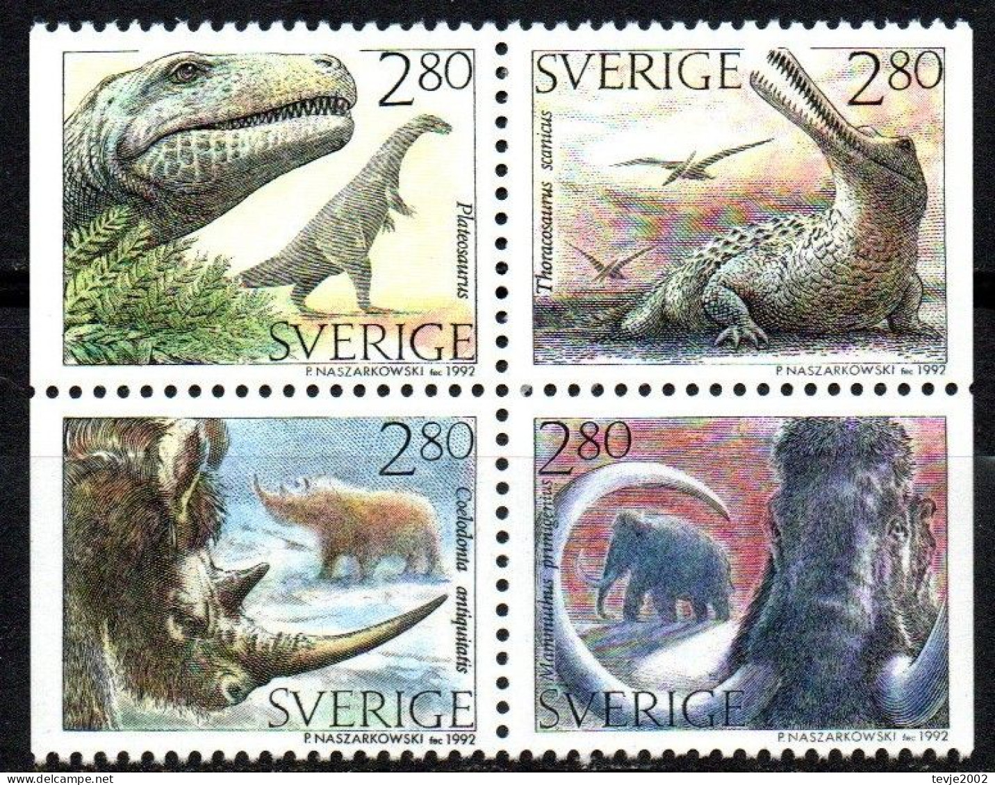 Schweden 1992 - Mi.Nr. 1738 - 1741 - Postfrisch MNH - Tiere Animals Dinosaurier Dinosaurs - Preistorici