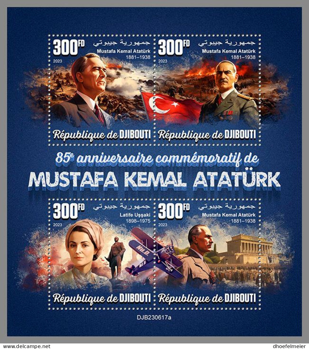 DJIBOUTI 2023 MNH Mustafa Kemal Atatürk M/S – IMPERFORATED – DHQ2416 - Autres & Non Classés