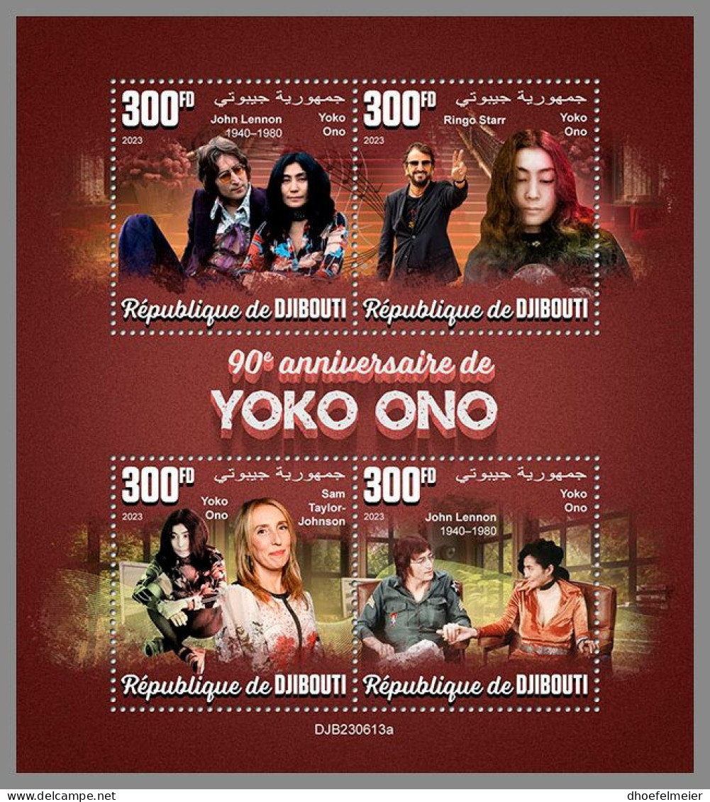 DJIBOUTI 2023 MNH Yoko Ono Music M/S – IMPERFORATED – DHQ2416 - Musik