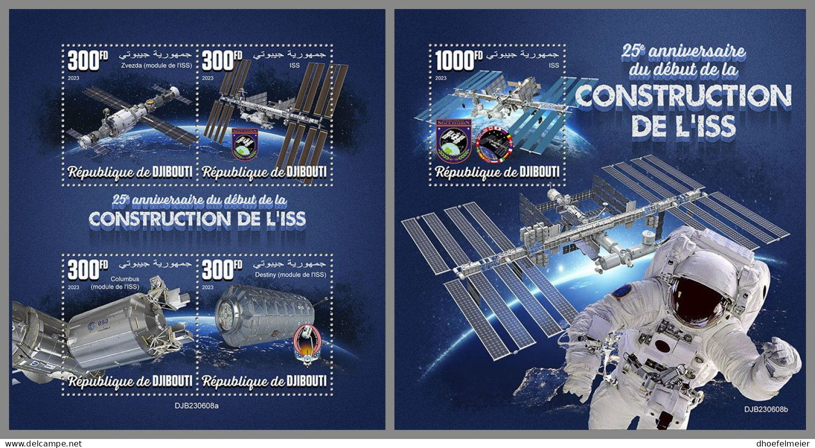 DJIBOUTI 2023 MNH 25 Years ISS Space Raumfahrt M/S+S/S – IMPERFORATED – DHQ2416 - Africa