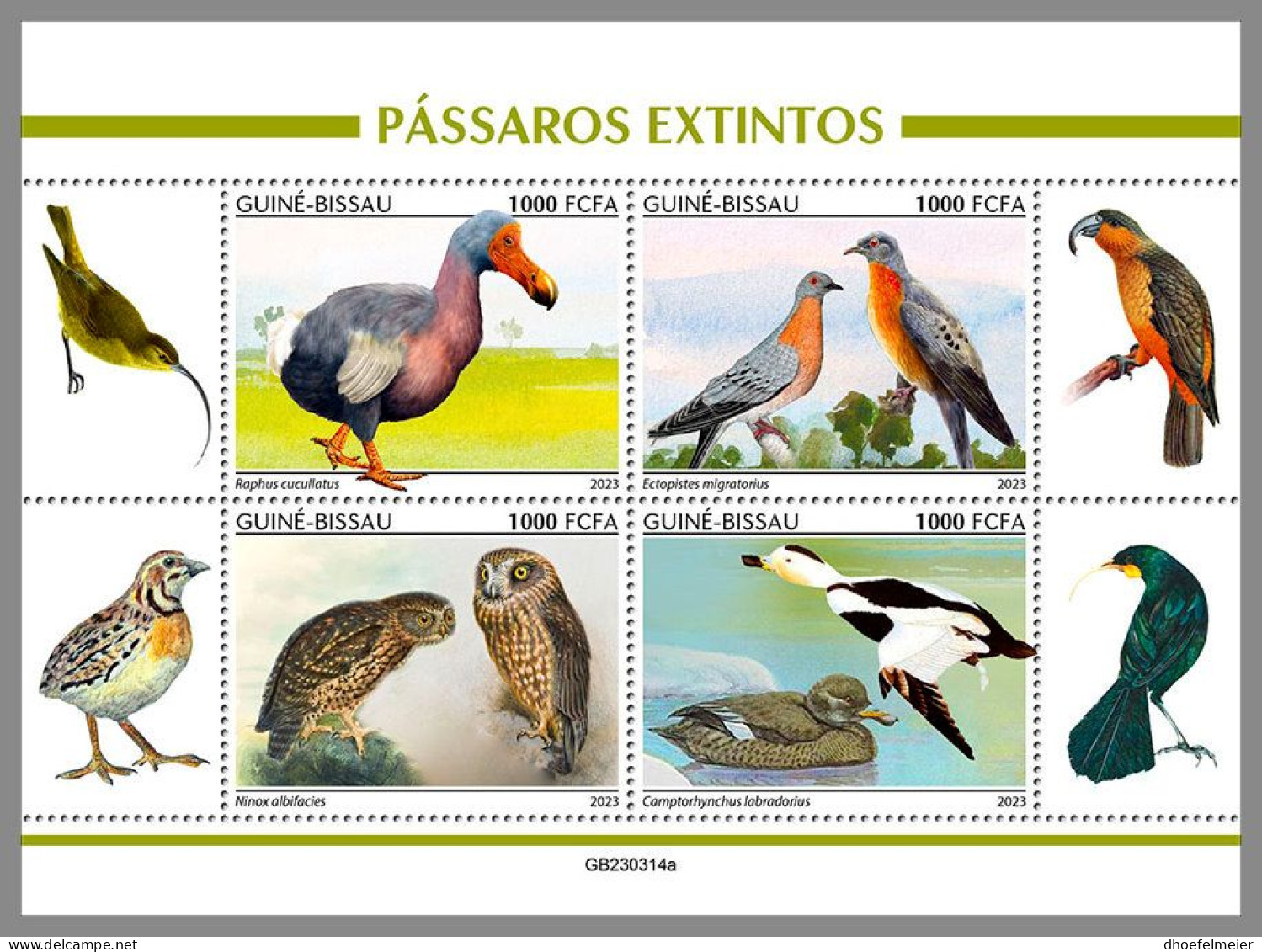 GUINEA-BISSAU 2023 MNH Extinct Birds Ausgestorbene Vögel M/S – IMPERFORATED – DHQ2416 - Préhistoriques